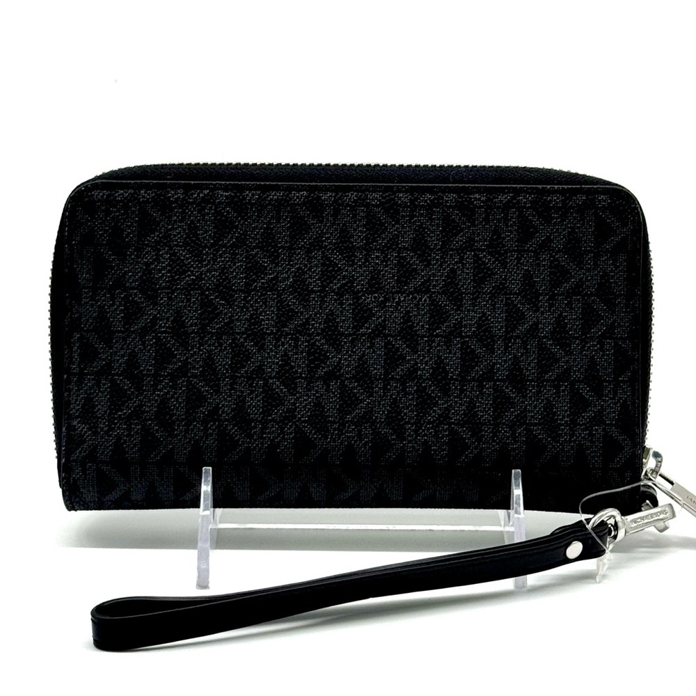 Michael Kors Jet Set Travel Flat MF Phone Case Wallet Black Signature - Picture 5 of 8